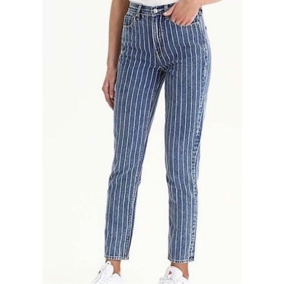 American Eagle Outfitters Denim - American Eagle Mom Jeans Womens 2 Reg Blue White Stripe